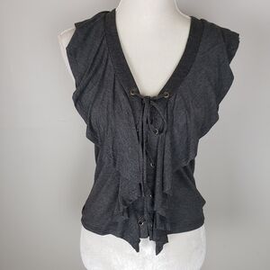 Belle du jour Lace Up Crop Top Tank M NWT